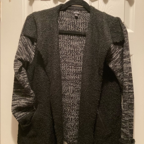 Apt 9 Black Cardigan Sweater Multi-Texture Size PL Excellent Used Condition - Picture 4 of 11
